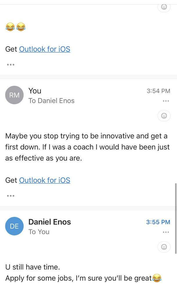 The final string of supposed e-mails between Enos and a student.